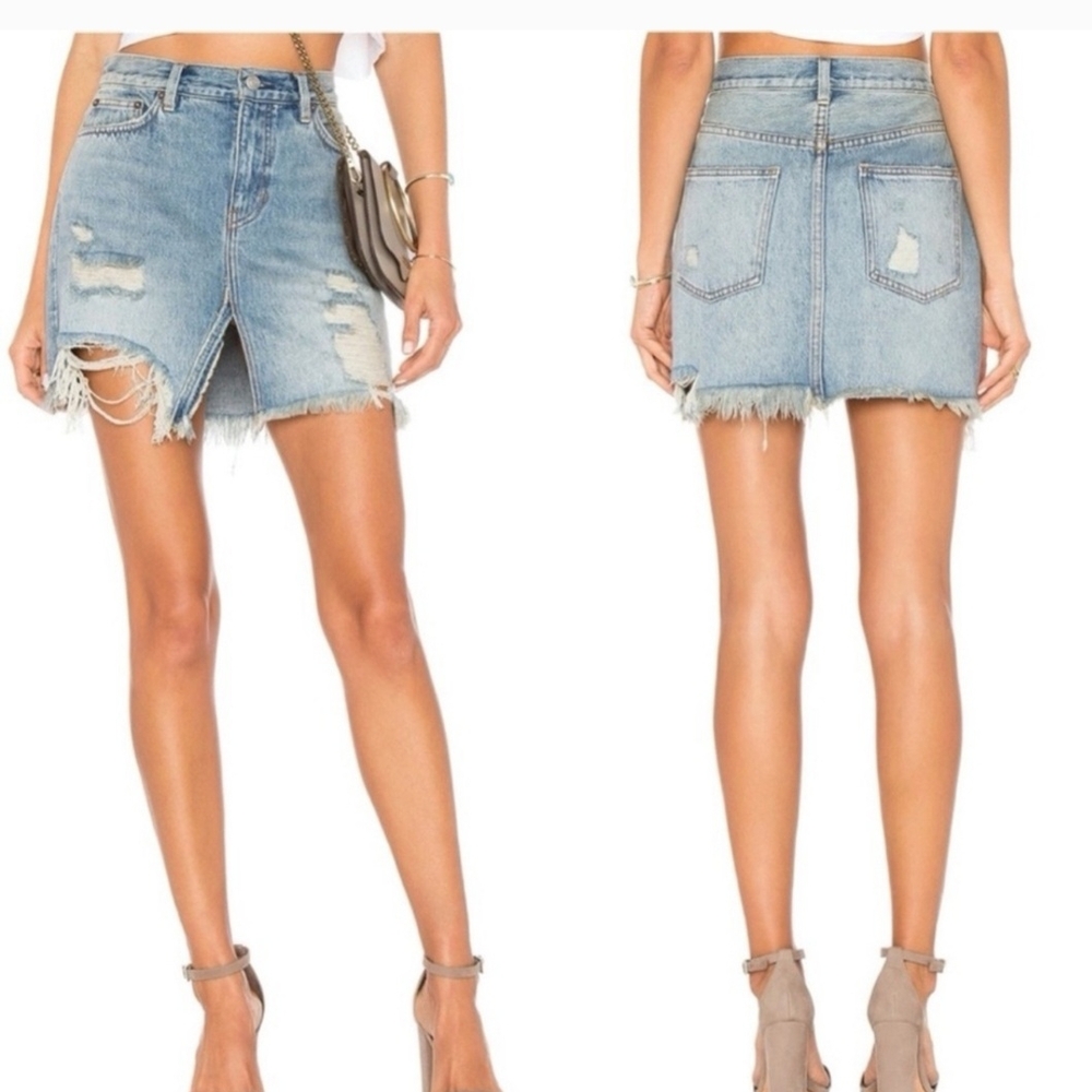 NWT Free People Distressed Denim Skirt